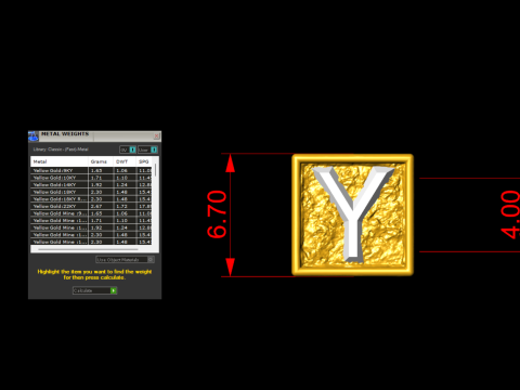Y Letter Nugget Bracelet Bead in 4 sizes Model do druku 3D
