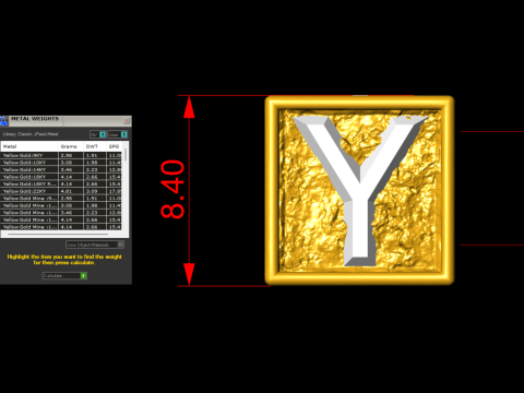 Y Letter Nugget Bracelet Bead in 4 sizes Model do druku 3D