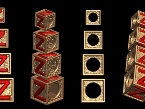 Z Letter Nugget Bracelet Bead in 4 sizes 3D Print Model