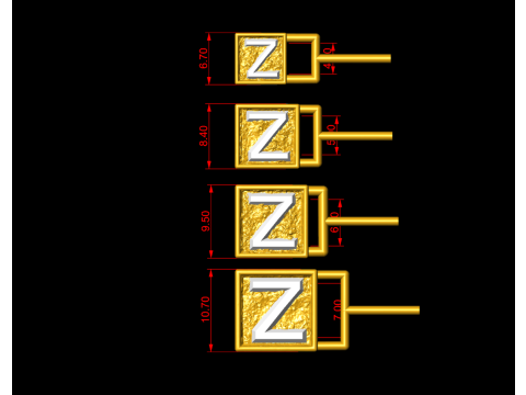 Z Letter Nugget Bracelet Bead in 4 sizes 3D Print Model