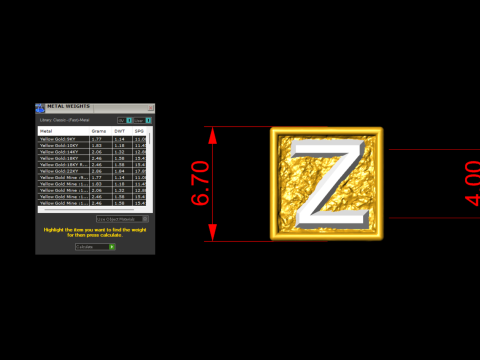 Z Letter Nugget Bracelet Bead in 4 sizes 3D Print Model
