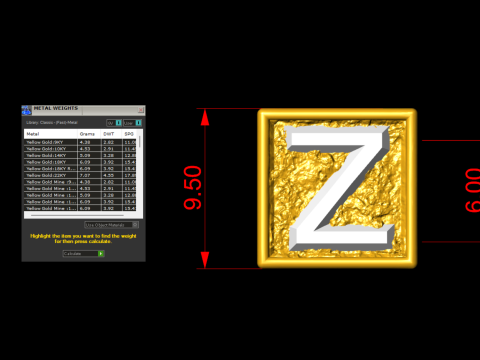 Z Letter Nugget Bracelet Bead in 4 sizes 3D Print Model
