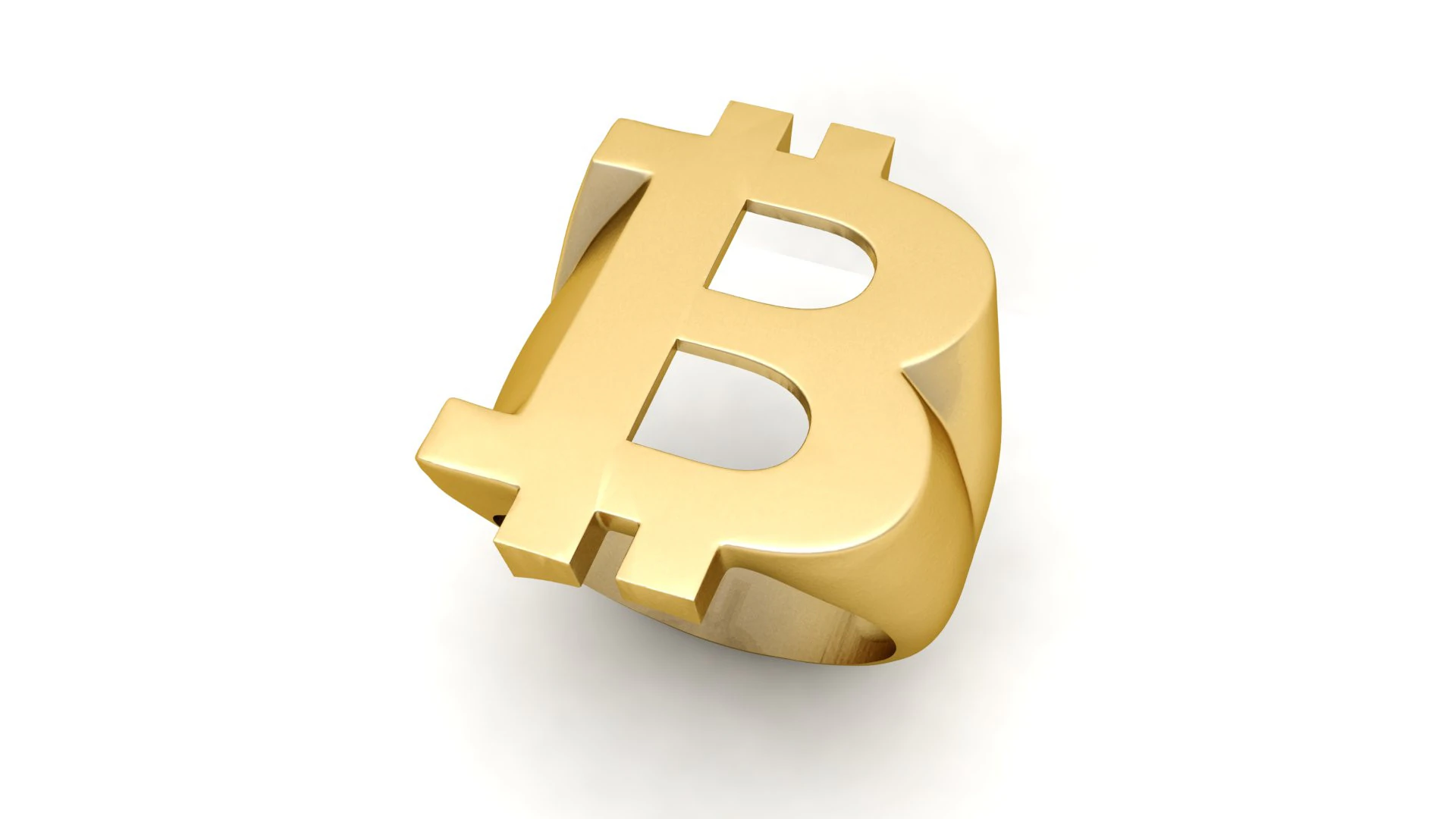 Bitcoin Gents Signet Ring 3D Print Model .c4d .max .obj .3ds .fbx .stl .blend