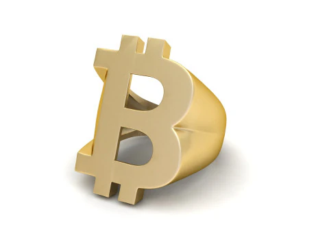 Bitcoin Gents Signet Ring 3D Print Model