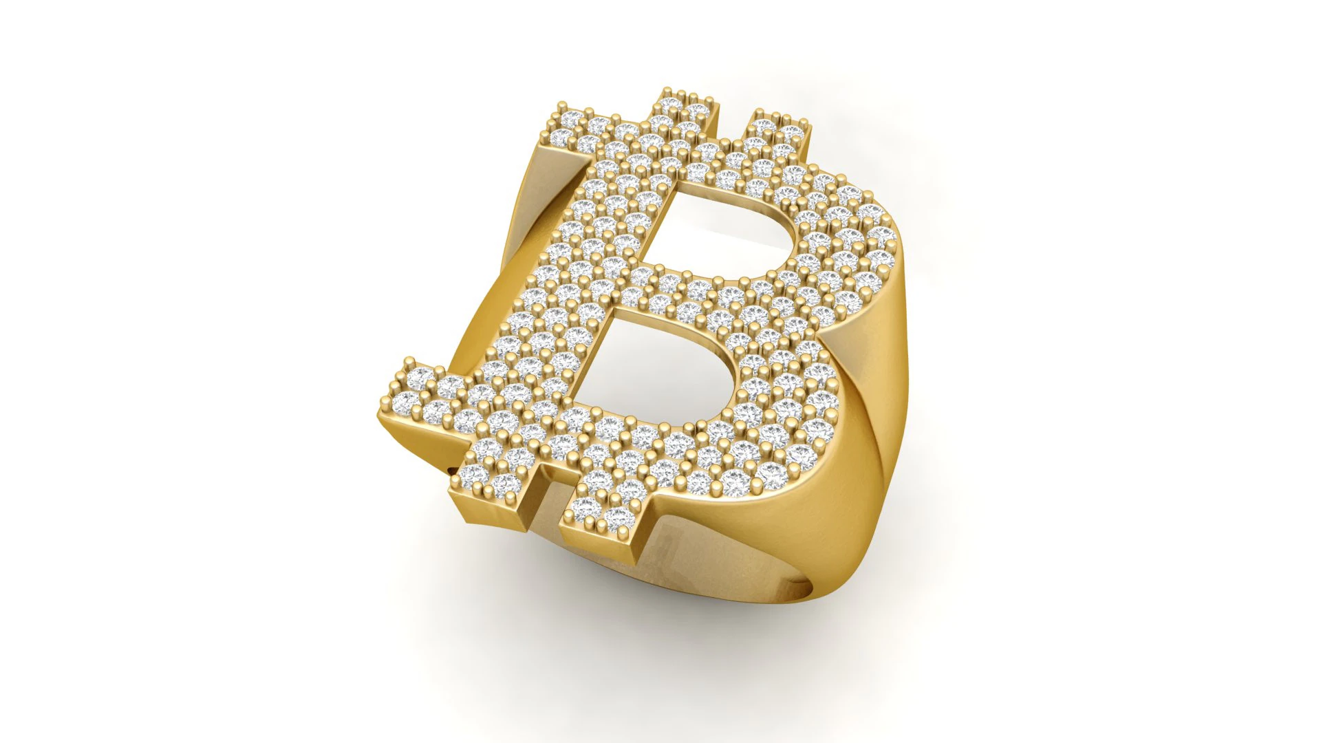 Bitcoin Diamond Gents Signet Ring 3D Print Model .c4d .max .obj .3ds .fbx .stl .blend 