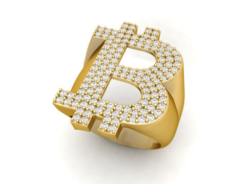 Bitcoin Diamond Gents Signet Ring 3D-printmodel