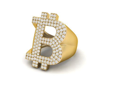 Bitcoin Diamond Gents Signet Ring Modello di stampa 3D