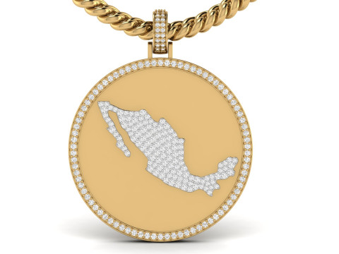 Mexico Map Coin Diamond Pendant Modello di stampa 3D