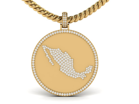Mexico Map Coin Diamond Pendant Modello di stampa 3D