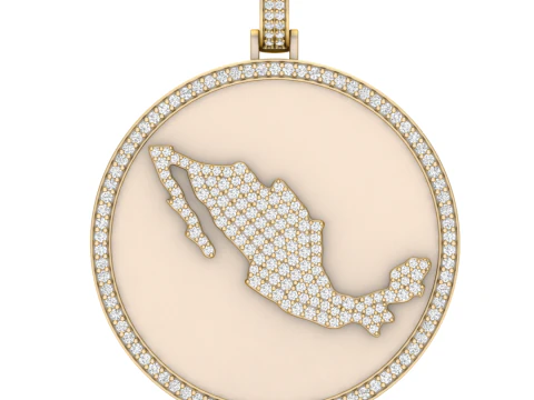 Mexico Map Coin Diamond Pendant 3D Print Model