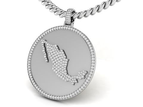 Mexico Map Coin Diamond Pendant Modello di stampa 3D