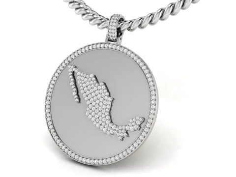 Mexico Map Coin Diamond Pendant 3D Print Model