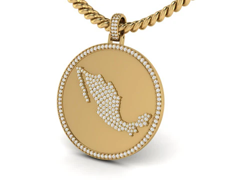 Mexico Map Coin Diamond Pendant 3D Print Model