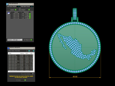 Mexico Map Coin Diamond Pendant Modello di stampa 3D