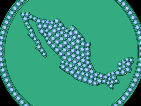 Mexico Map Coin Diamond Pendant Modello di stampa 3D