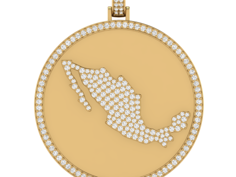 Mexico Map Coin Diamond Pendant Modello di stampa 3D