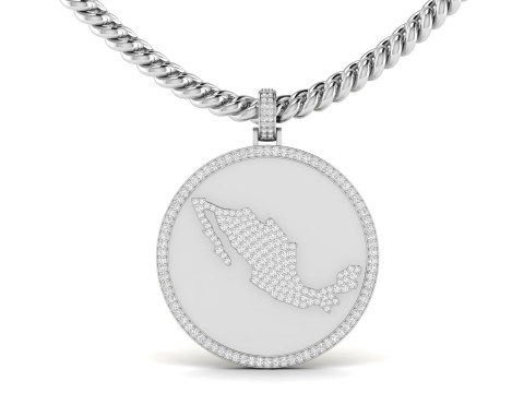 Mexico Map Coin Diamond Pendant Modello di stampa 3D