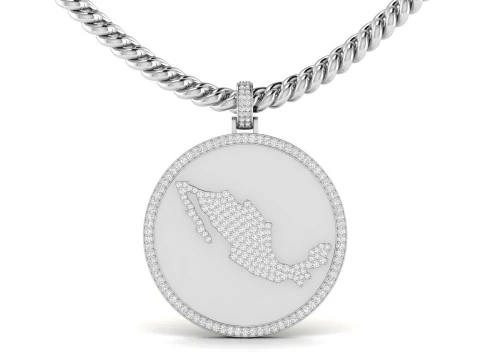Mexico Map Coin Diamond Pendant 3D Print Model