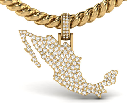Mexico Map Diamond Pendant 3D प्रिंट मॉडल