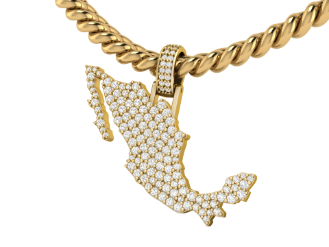Mexico Map Diamond Pendant 3D प्रिंट मॉडल