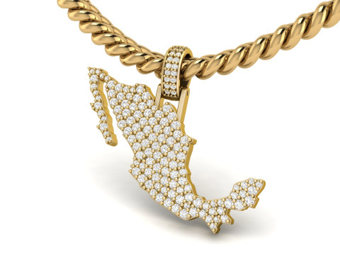 Mexico Map Diamond Pendant 3D प्रिंट मॉडल
