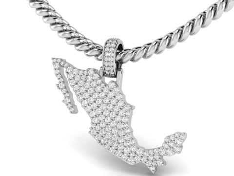 Mexico Map Diamond Pendant 3D प्रिंट मॉडल