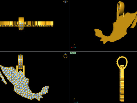 Mexico Map Diamond Pendant 3D प्रिंट मॉडल