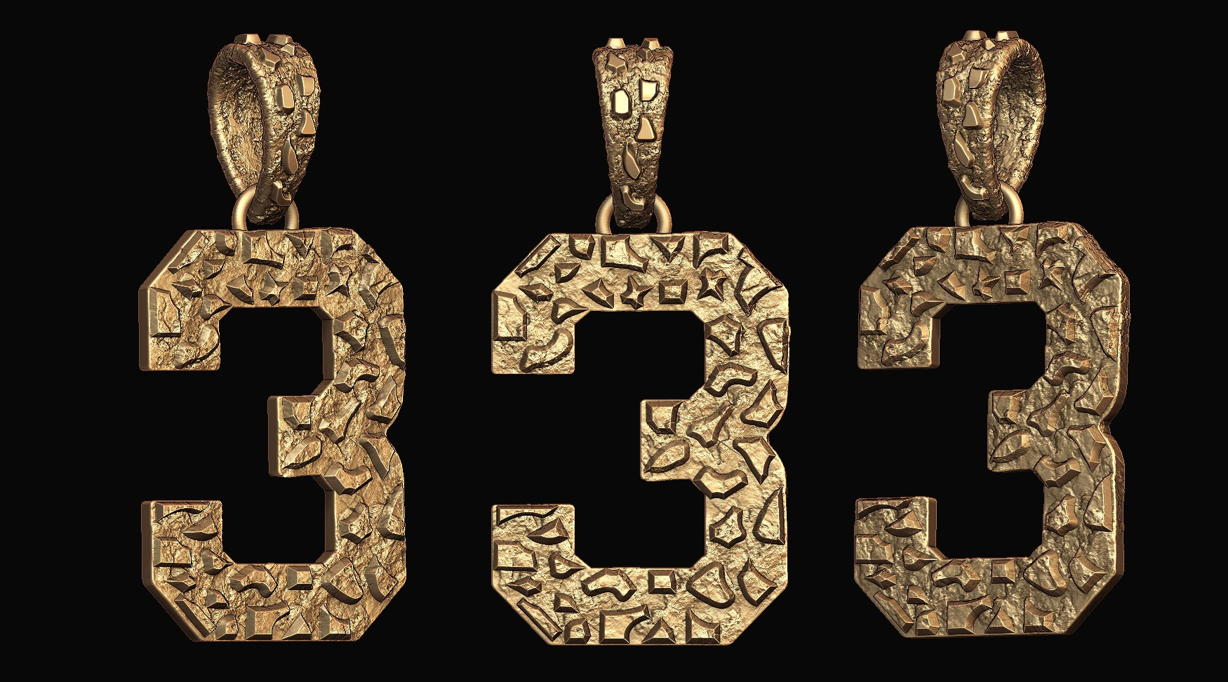 Plain Gold Nugget Number 3 3D Print Model .c4d .max .obj .3ds .fbx .stl .blend