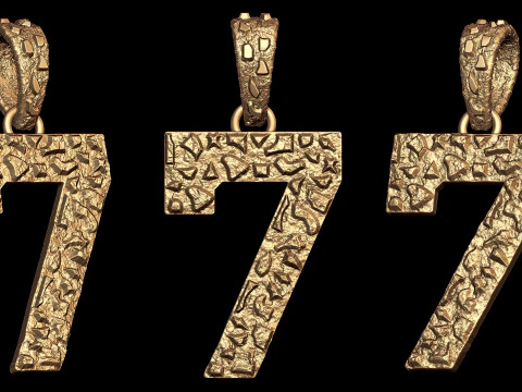 Pepita de Ouro Simples Número 7 Modelo de Impressão 3D