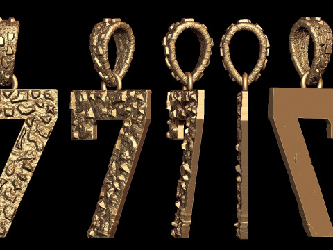 Plain Gold Nugget Number 7 Model Cetak 3D