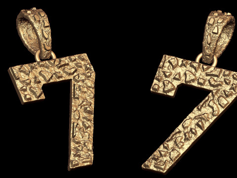 Plain Gold Nugget Number 7 Model Cetak 3D