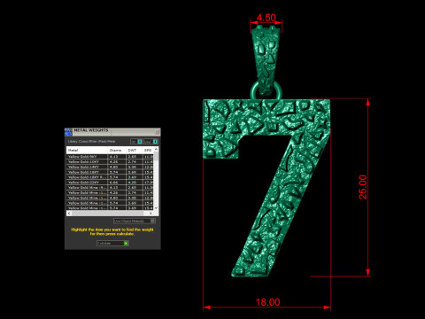 Plain Gold Nugget Number 7 Model Cetak 3D