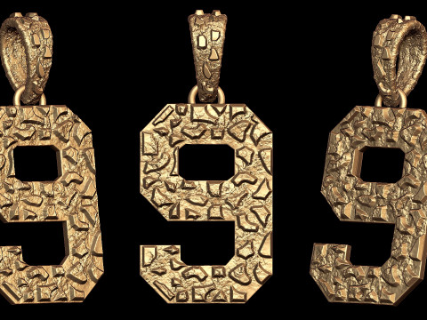 Plain Gold Nugget Number 9 Modello di stampa 3D