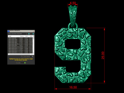 Plain Gold Nugget Number 9 Modelo de impresión 3D
