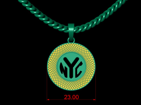 NYC SYMBOL GOLD PENDANT 3Dプリントモデル