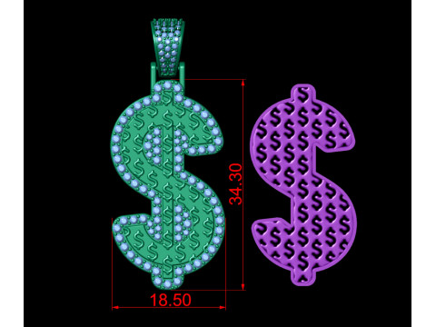 Dollar Hip-Hop Pendant 3D-Druckmodell