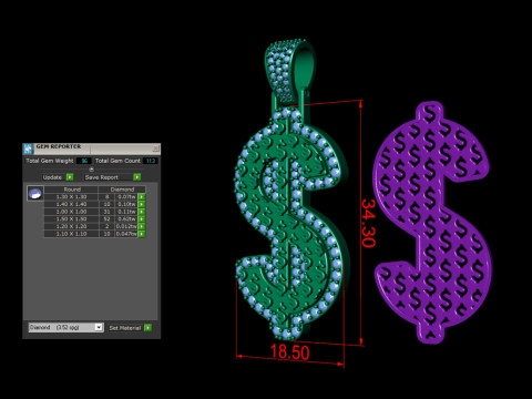 Dollar Hip-Hop Pendant 3D-Druckmodell