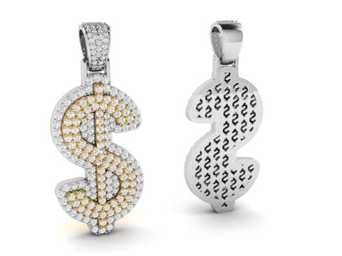 Double Layer Dollar Diamond Pendant 3D Принт Модель