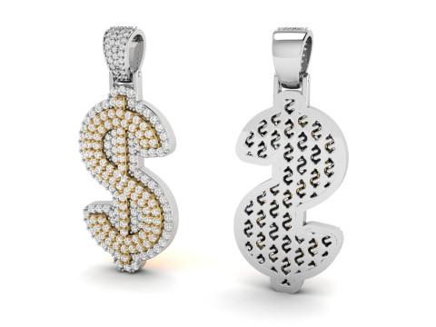 Double Layer Dollar Diamond Pendant 3D Принт Модель