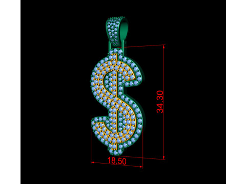 Double Layer Dollar Diamond Pendant 3D Принт Модель