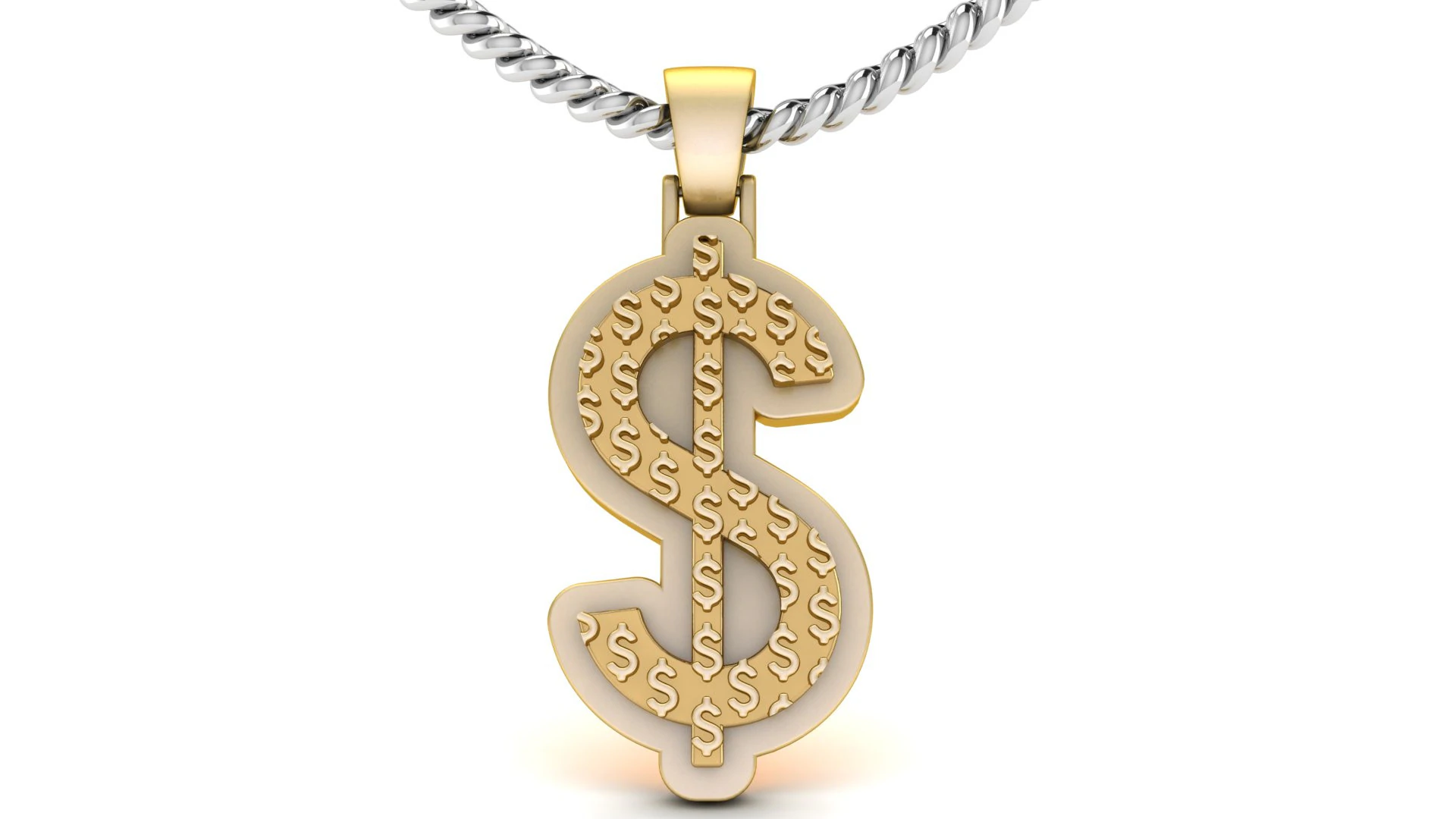 Dollar Plain Gold Pendant 3D Print Model .c4d .max .obj .3ds .fbx .stl .blend 