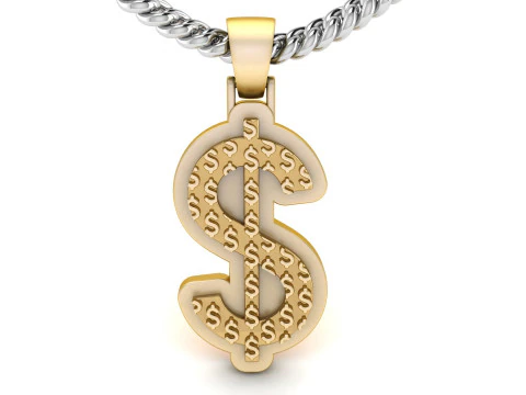 Dollar Plain Gold Pendant 3D Print Model