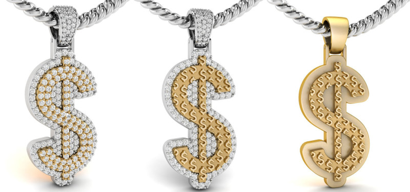 Dollar Pendant Collection Model Cetak 3D .c4d .max .obj .3ds .fbx .stl .blend