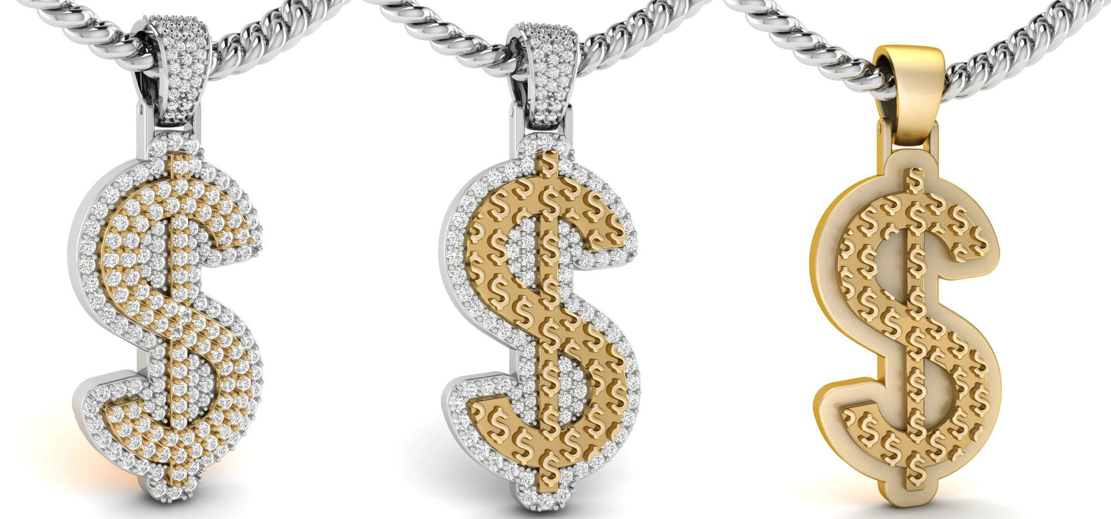 Dollar Pendant Collection 3D Print Model .c4d .max .obj .3ds .fbx .stl .blend 