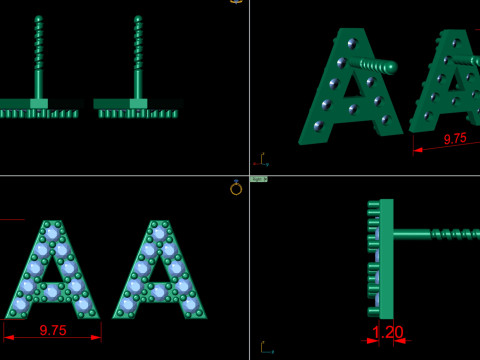Diamond Alphabet Stud Earring Set A to Z Modello di stampa 3D