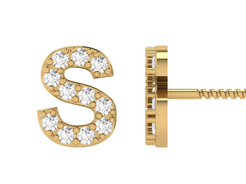 Diamond Alphabet Stud Earring Set A to Z Modello di stampa 3D
