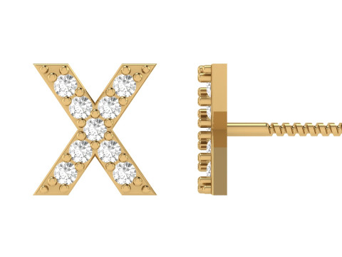 Diamond Alphabet Stud Earring Set A to Z Modello di stampa 3D
