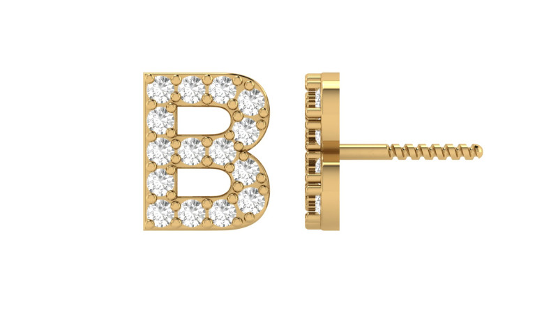 B Letter Alphabets Earrings 3D प्रिंट मॉडल .c4d .max .obj .3ds .fbx .stl .blend
