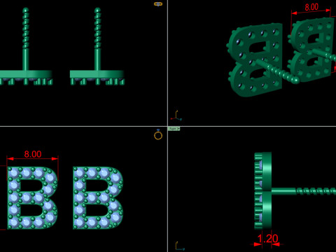 B Letter Alphabets Earrings 3D प्रिंट मॉडल