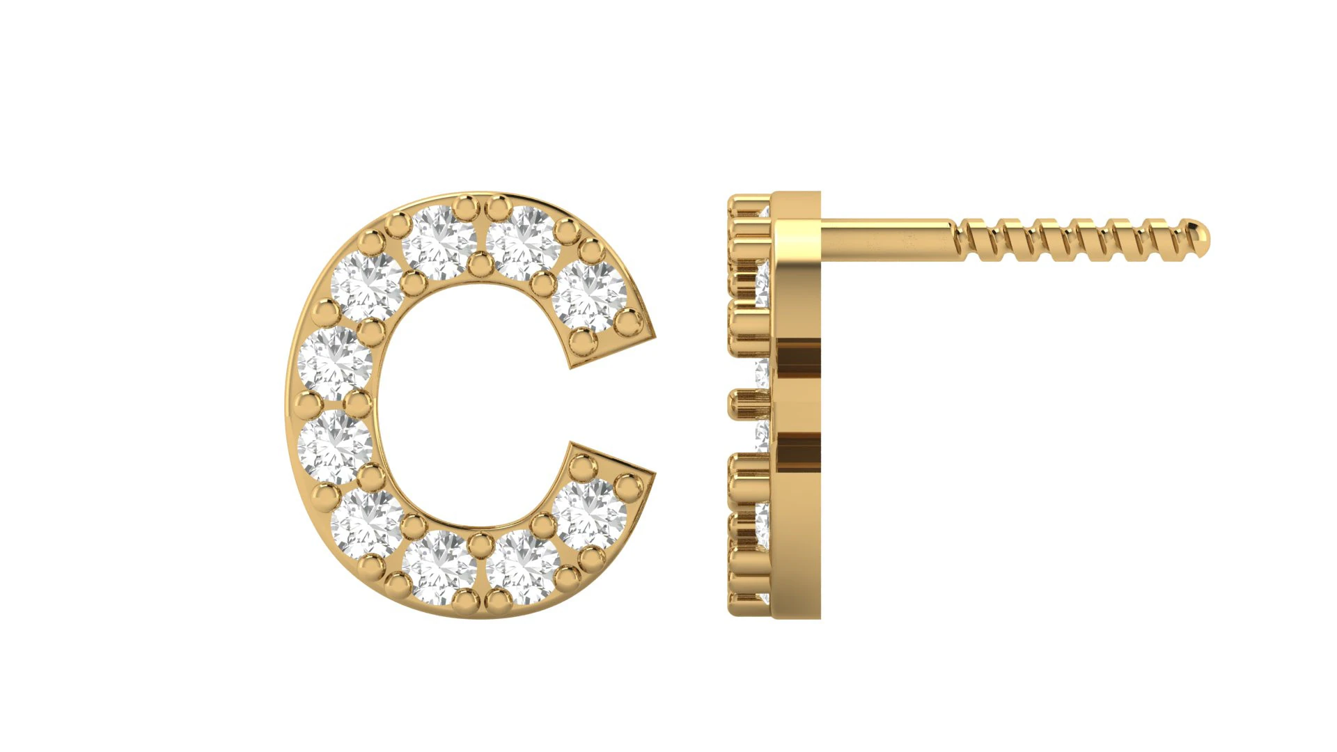 C Letter Alphabets Studs Earrings 3D Print Model .c4d .max .obj .3ds .fbx .stl .blend 